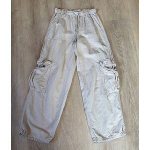 Urban Outfitters BDG Y2K Low Rise Cargo Utility Pants OFF WHITE Small Linen